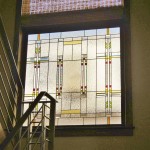 Houston Frank Lloyd Wright hallway stained glass.